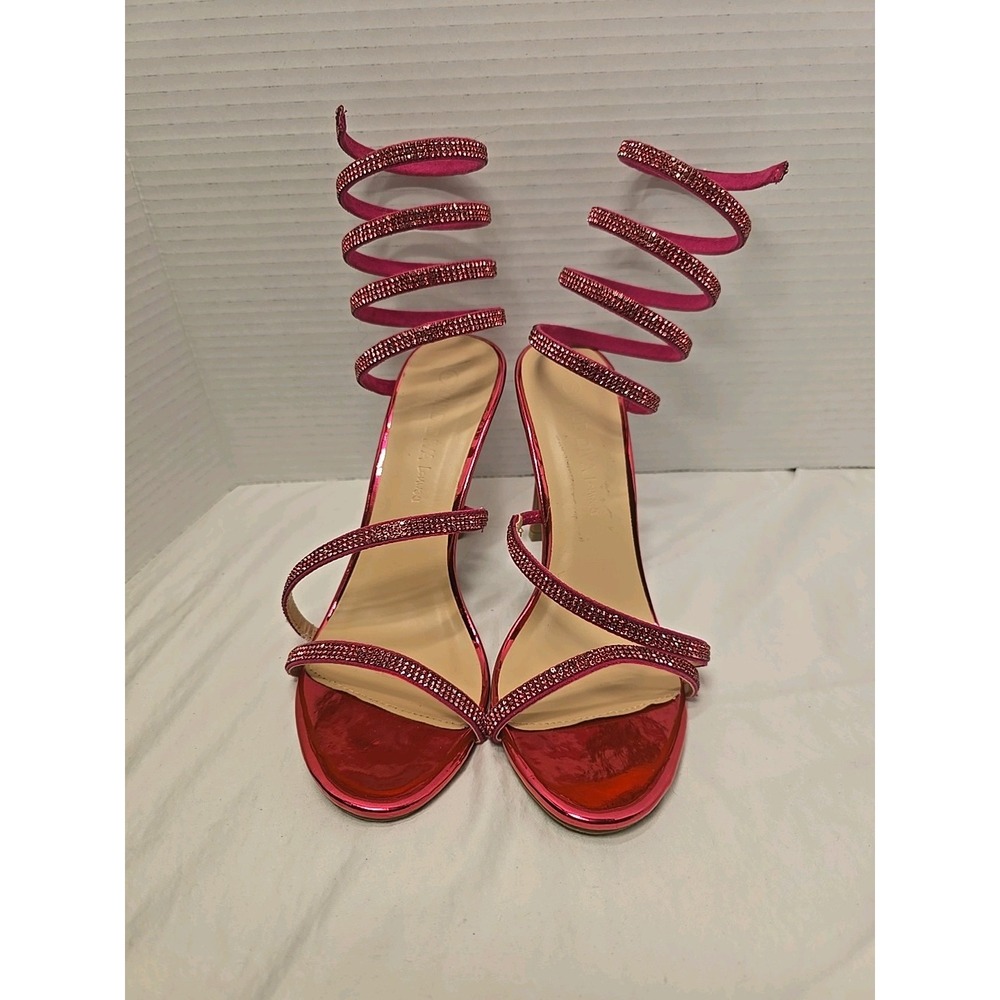Wild Diva Embelisshed Rhinestone Coil Wrap Spiral Ankle Womens Size‎ 7 Hot Pink - Picture 2 of 9